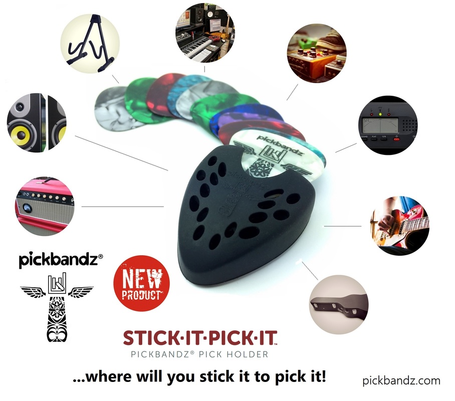 Pickbandz Pro : Bracelet Porte Médiator Noir Small (diam. 175mm) - Guitares  électriques Pros
